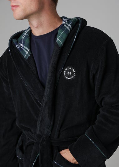 Tokyo Laundry Black Plush Dressing Gown