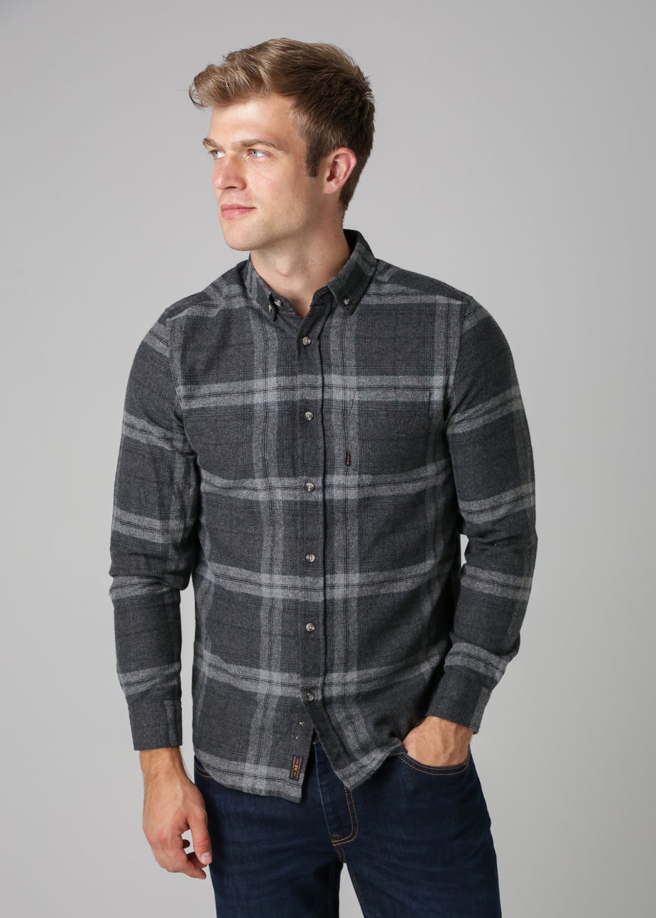 Tokyo Laundry Charcoal Cotton Printed Long Sleeve Shirt