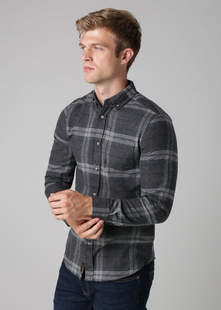 Tokyo Laundry Charcoal Cotton Printed Long Sleeve Shirt