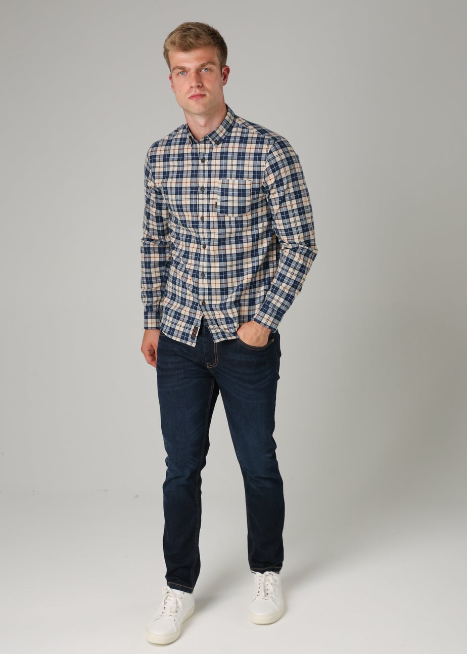 Tokyo Laundry Dark Blue Cotton Printed Long Sleeve Shirt