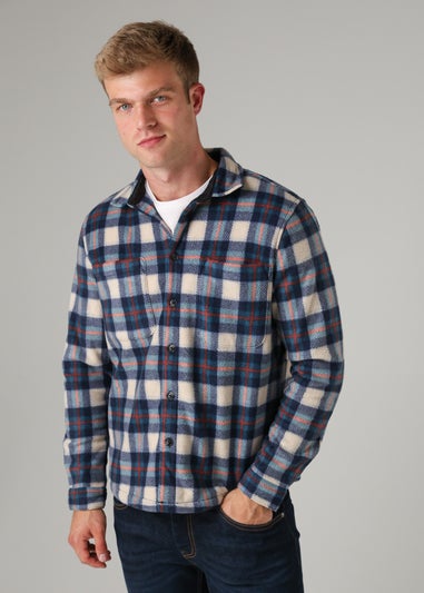 Tokyo Laundry Blue Checked Yarn-Dyed Fleece Shirt
