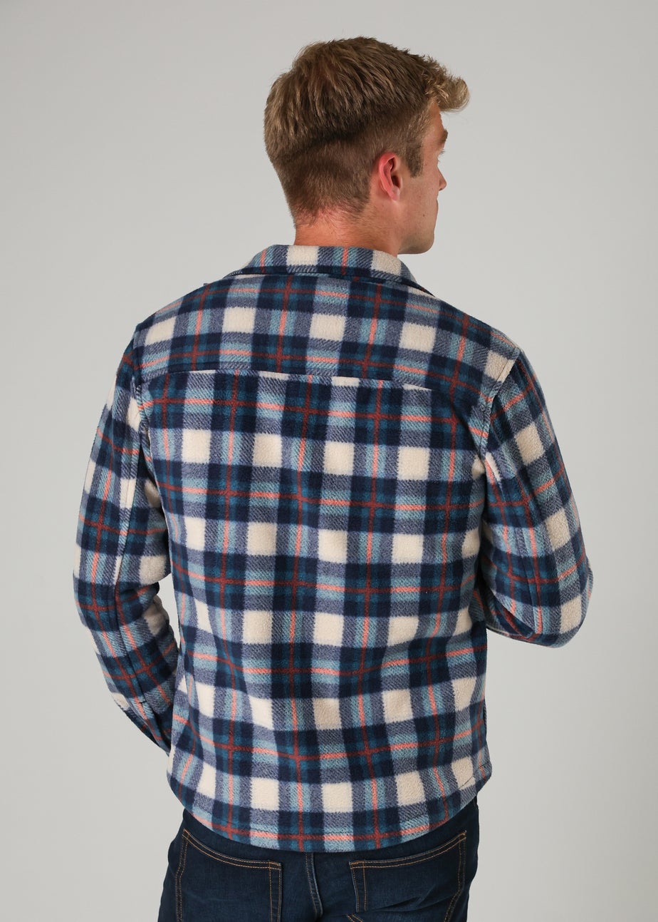 Tokyo Laundry Blue Checked Yarn-Dyed Fleece Shirt