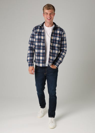 Tokyo Laundry Blue Checked Yarn-Dyed Fleece Shirt