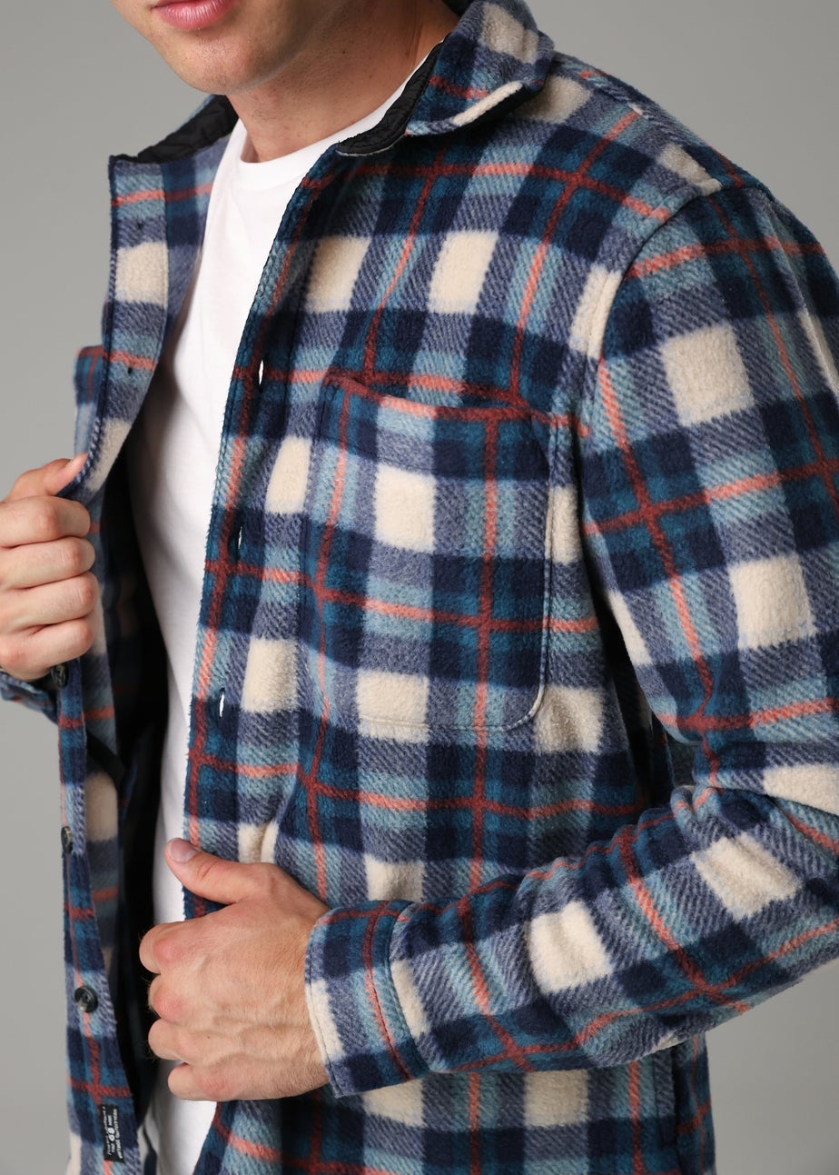 Tokyo Laundry Blue Checked Yarn-Dyed Fleece Shirt