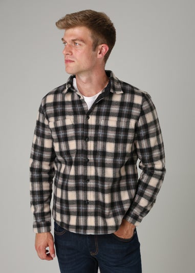 Tokyo Laundry Grey Checked Yarn-Dyed Fleece Shirt