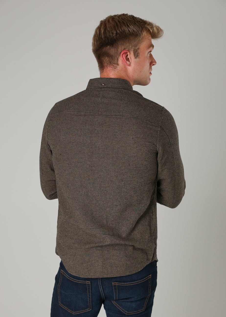 Tokyo Laundry Brown Checked Cotton Corduroy Long Sleeve Shirt