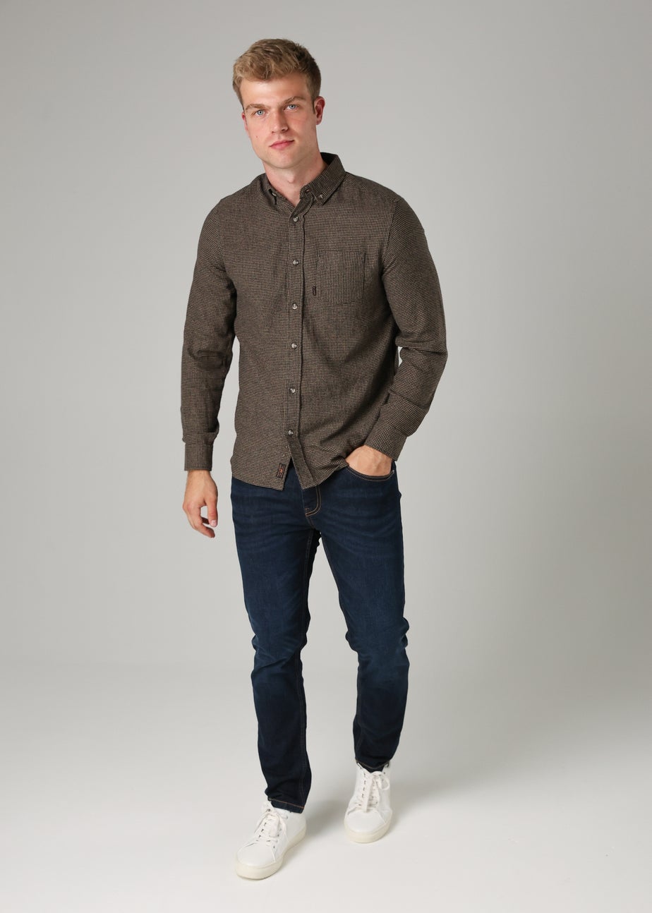 Tokyo Laundry Brown Checked Cotton Corduroy Long Sleeve Shirt