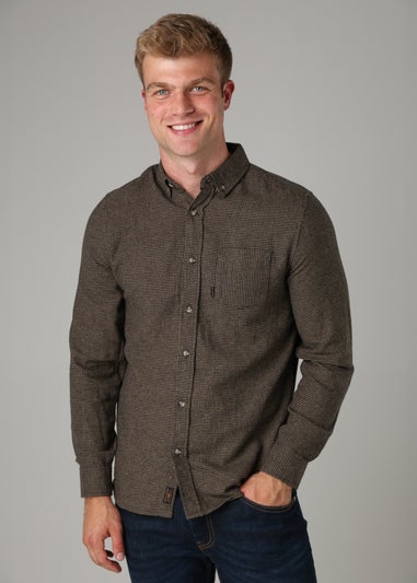 Tokyo Laundry Brown Checked Cotton Corduroy Long Sleeve Shirt