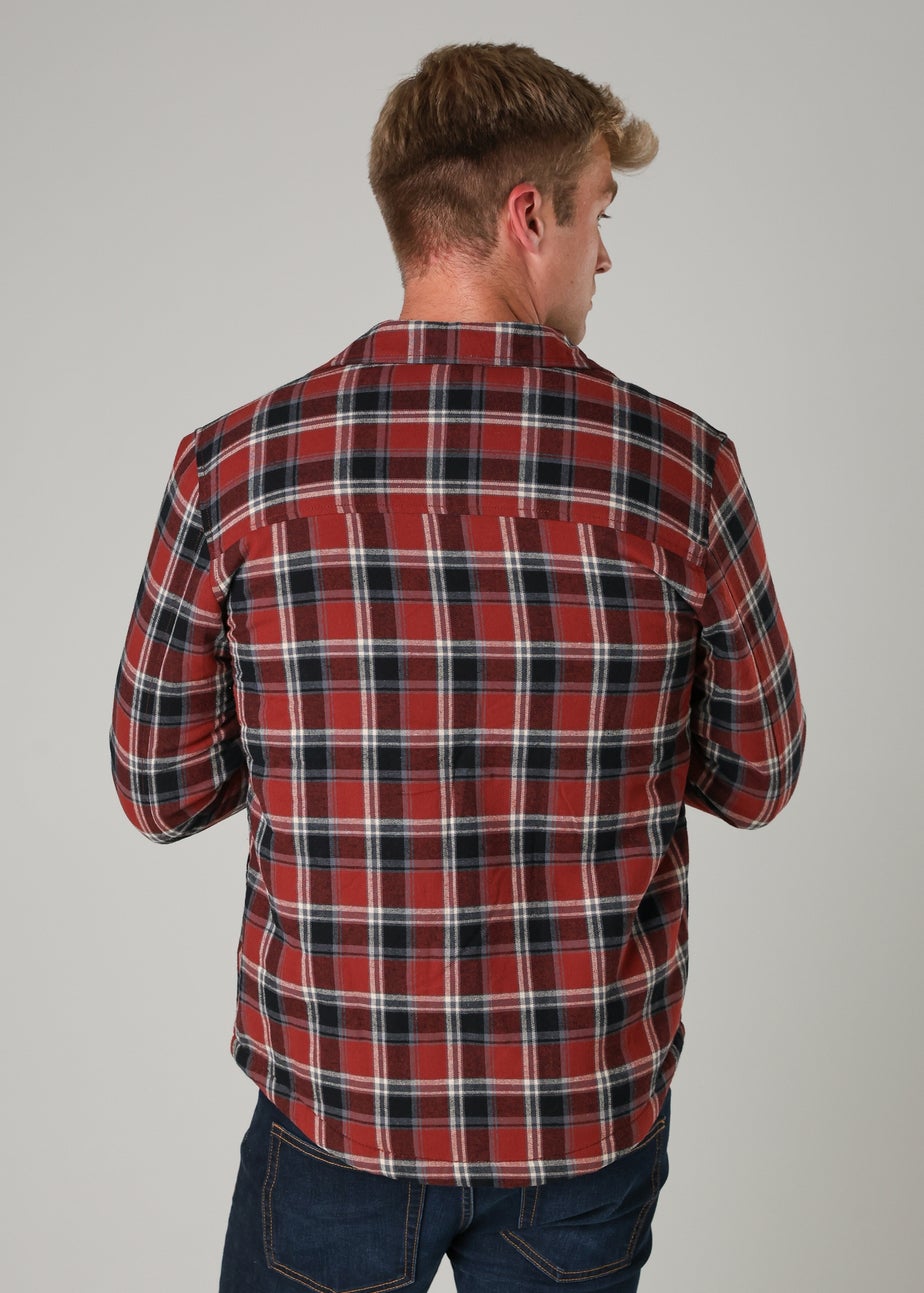 Tokyo Laundry Burgundy Checked Padded Shirt with Sherpa Lining