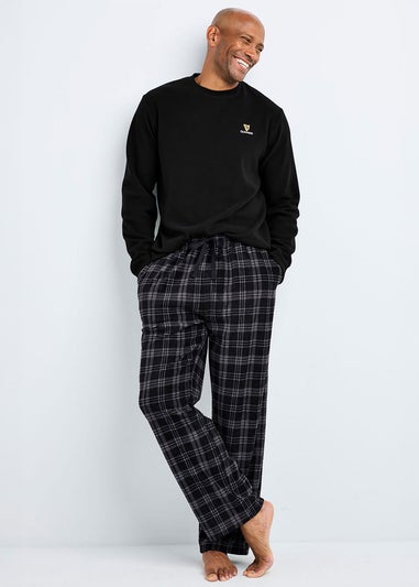 Cotton Traders Black Guinness Rugby Fleece Pyjama Set