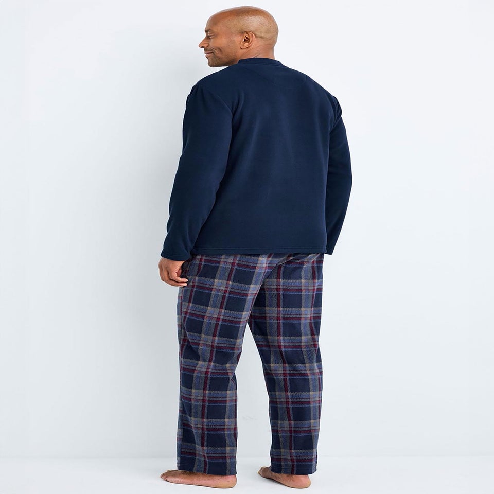 Cotton Traders Navy Guinnes Fleece Pyjama Set