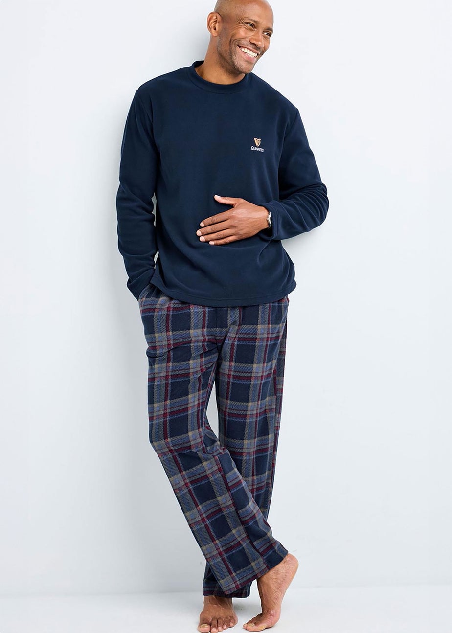Cotton Traders Navy Guinnes Fleece Pyjama Set