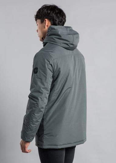 Tokyo Laundry Grey Hooded Padded PVC-Coated Jacket