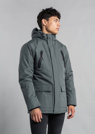 Tokyo Laundry Grey Hooded Padded PVC-Coated Jacket