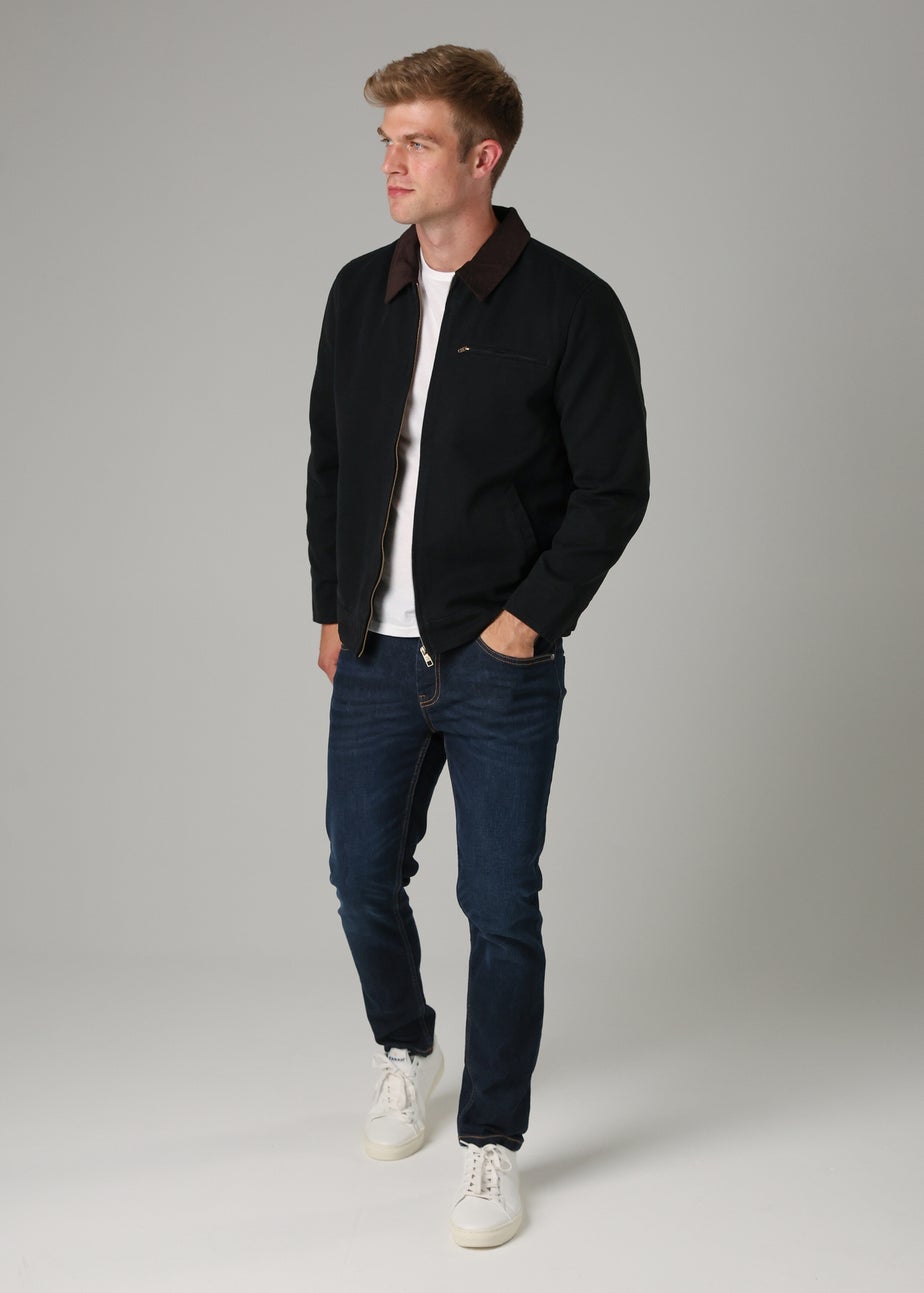 Tokyo Laundry Black Cotton Canvas Chore Jacket with Zip