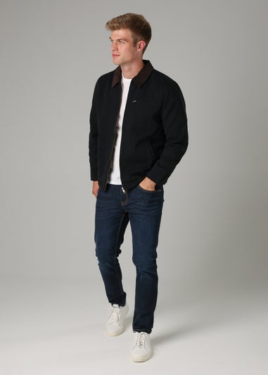 Tokyo Laundry Black Cotton Canvas Chore Jacket with Zip