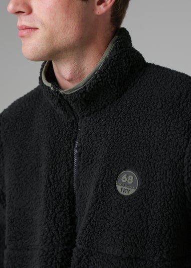 Tokyo Laundry Black Funnel Neck Sherpa Zip-Through Fleece