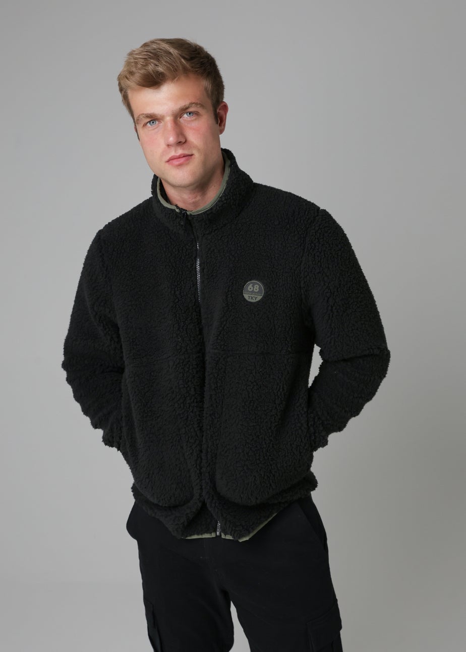Tokyo Laundry Black Funnel Neck Sherpa Zip-Through Fleece