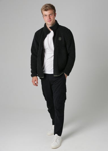 Tokyo Laundry Black Funnel Neck Sherpa Zip-Through Fleece