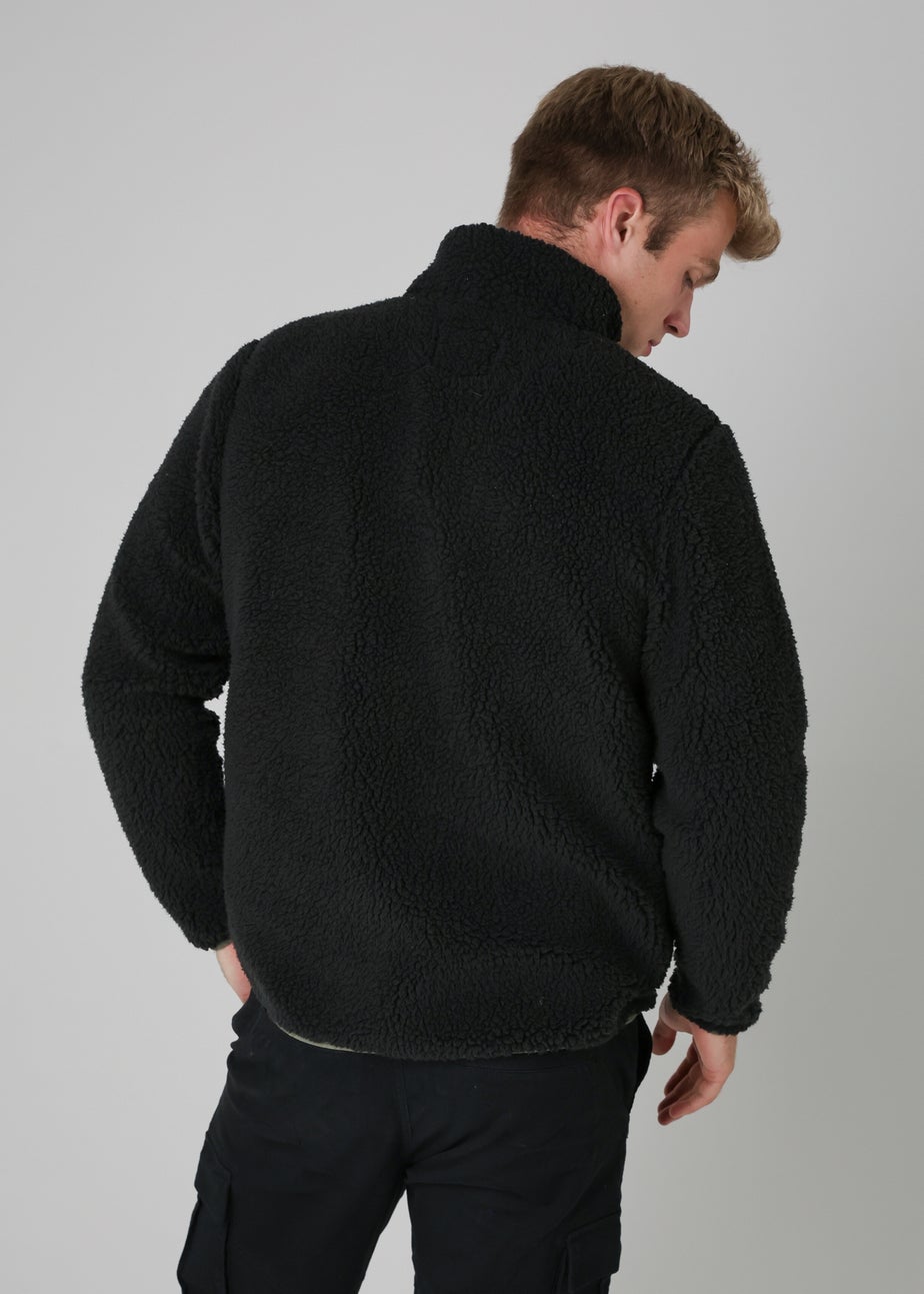 Tokyo Laundry Black Funnel Neck Sherpa Zip-Through Fleece