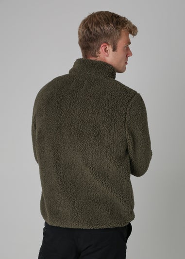 Tokyo Laundry Khaki Funnel Neck Sherpa Zip-Through Fleece