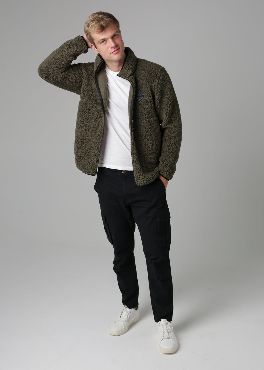 Tokyo Laundry Khaki Funnel Neck Sherpa Zip-Through Fleece