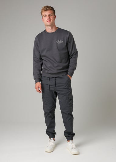 Tokyo Laundry Dark Grey Cotton Blend Crew Neck Sweatshirt