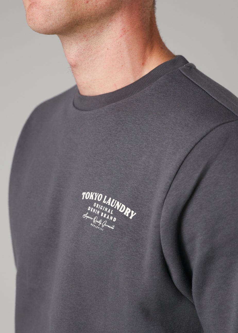 Tokyo Laundry Dark Grey Cotton Blend Crew Neck Sweatshirt