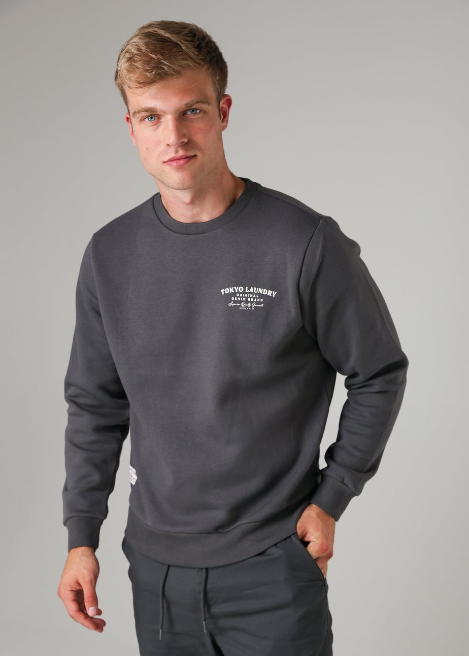 Tokyo Laundry Dark Grey Cotton Blend Crew Neck Sweatshirt