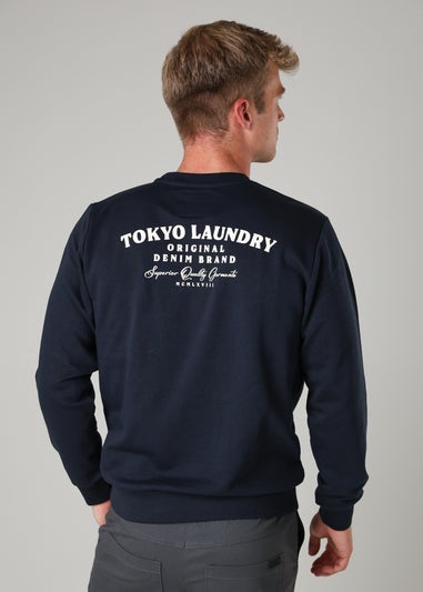 Tokyo Laundry Navy Cotton Blend Crew Neck Sweatshirt