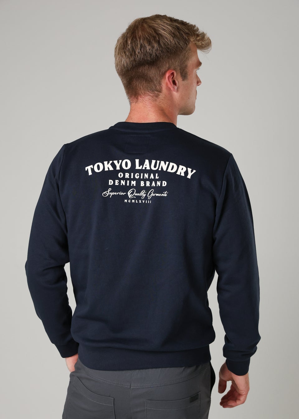 Tokyo Laundry Navy Cotton Blend Crew Neck Sweatshirt