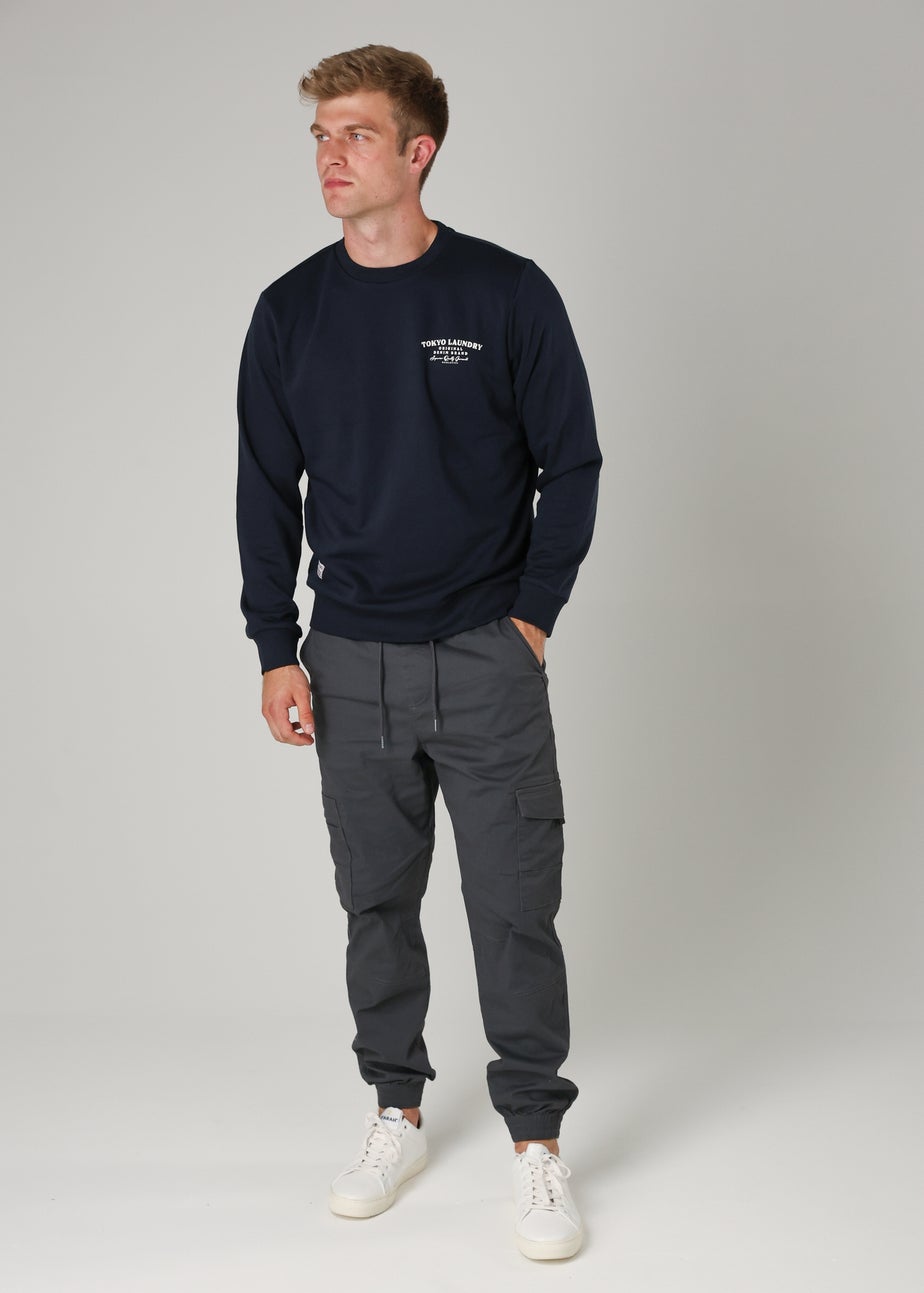 Tokyo Laundry Navy Cotton Blend Crew Neck Sweatshirt