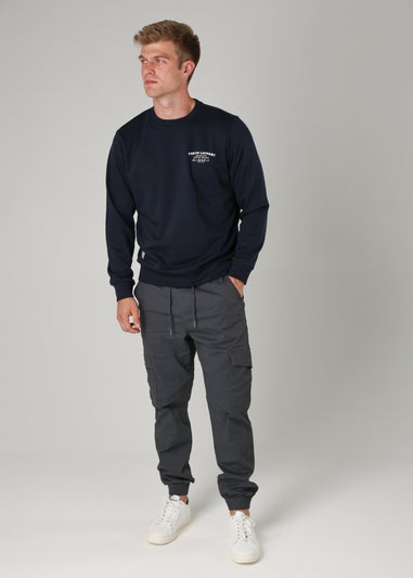 Tokyo Laundry Navy Cotton Blend Crew Neck Sweatshirt