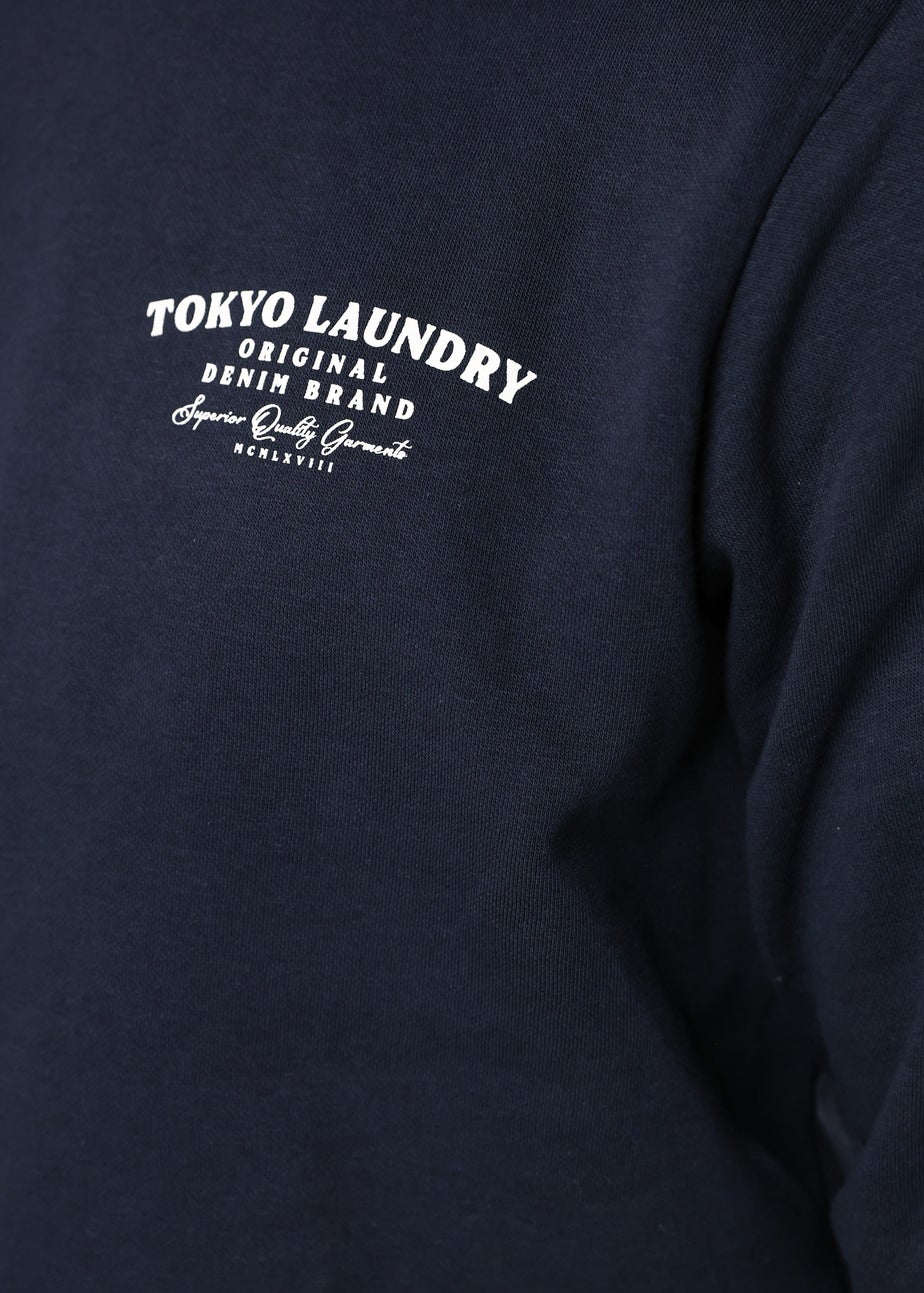 Tokyo Laundry Navy Cotton Blend Crew Neck Sweatshirt