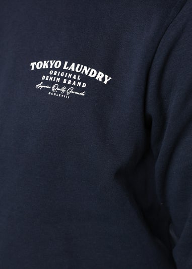 Tokyo Laundry Navy Cotton Blend Crew Neck Sweatshirt