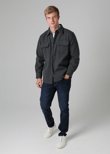 Tokyo Laundry Charcoal Brushed Back Fleece Long Sleeve Shirt