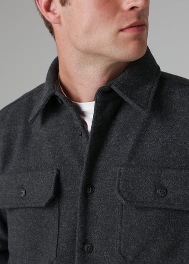 Tokyo Laundry Charcoal Brushed Back Fleece Long Sleeve Shirt