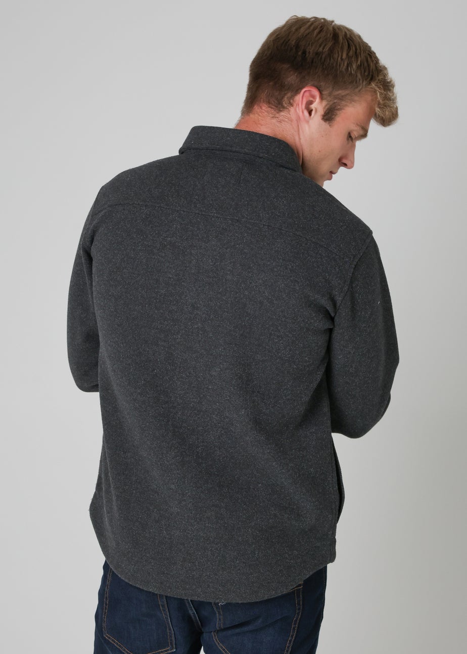 Tokyo Laundry Charcoal Brushed Back Fleece Long Sleeve Shirt
