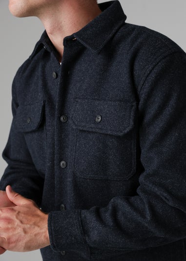 Tokyo Laundry Navy Brushed Back Fleece Long Sleeve Shirt