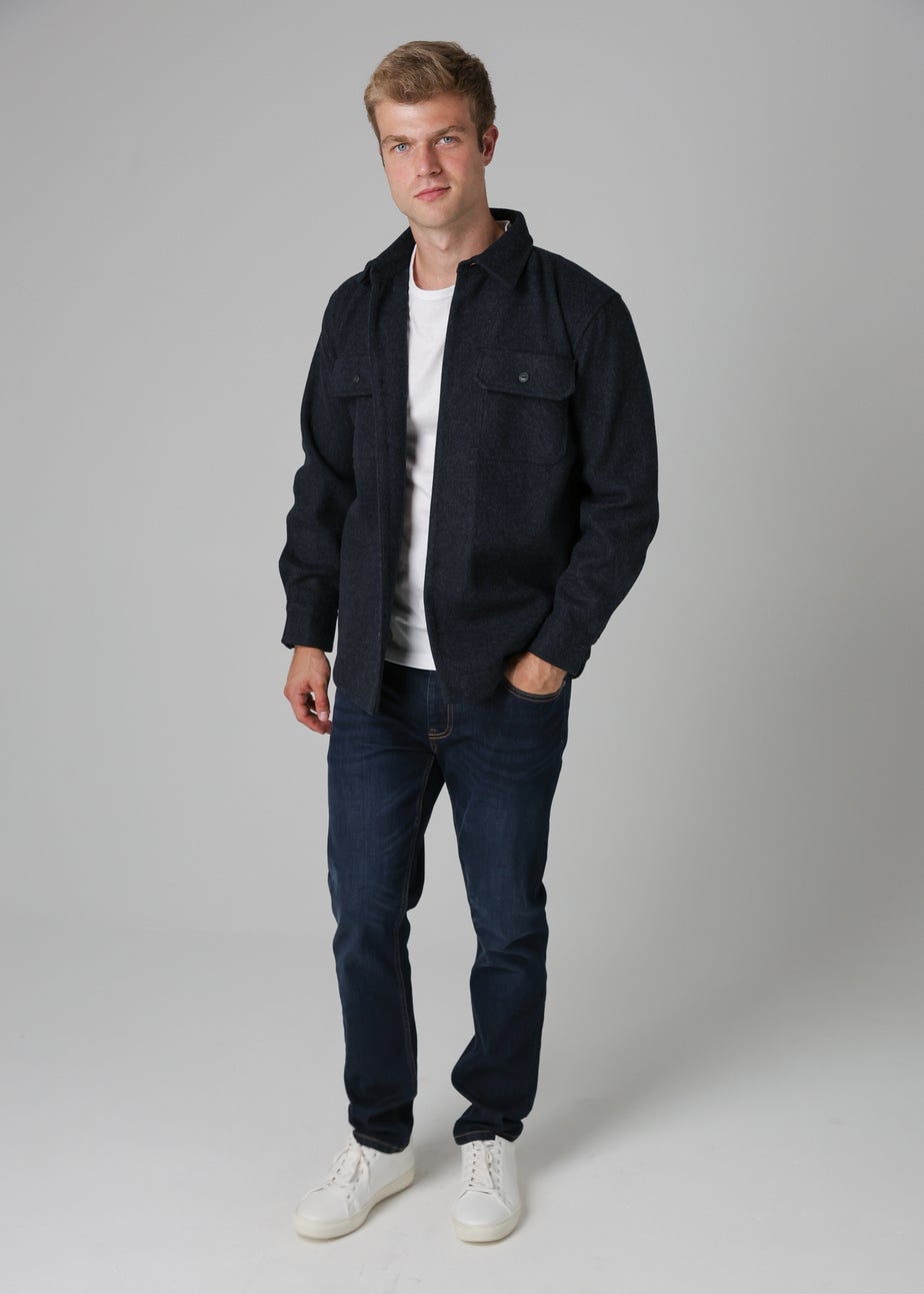Tokyo Laundry Navy Brushed Back Fleece Long Sleeve Shirt