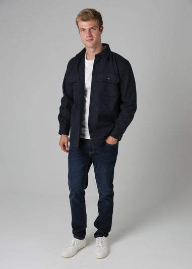 Tokyo Laundry Navy Brushed Back Fleece Long Sleeve Shirt