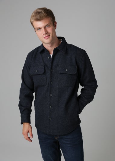 Tokyo Laundry Navy Brushed Back Fleece Long Sleeve Shirt