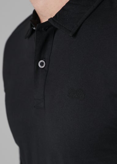 Tokyo Laundry Black Long Sleeve Cotton Polo Shirt