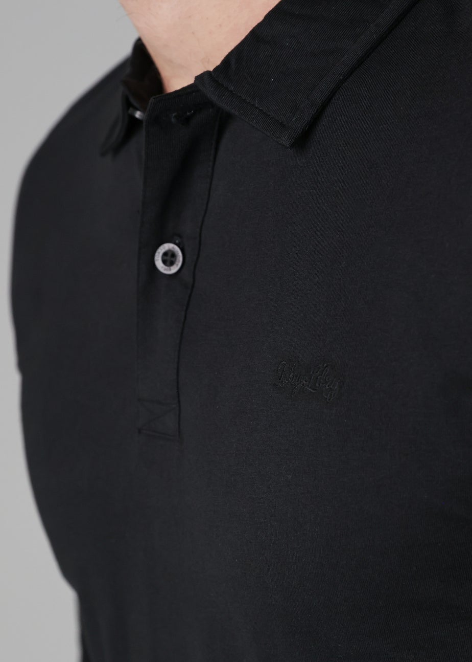 Tokyo Laundry Black Long Sleeve Cotton Polo Shirt