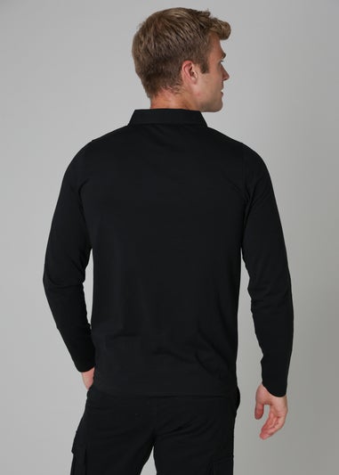 Tokyo Laundry Black Long Sleeve Cotton Polo Shirt