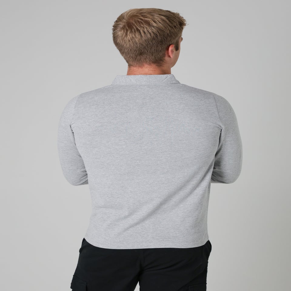 Tokyo Laundry Light Grey Long Sleeve Cotton Polo Shirt