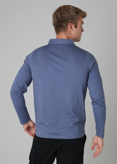 Tokyo Laundry Navy Long Sleeve Cotton Polo Shirt