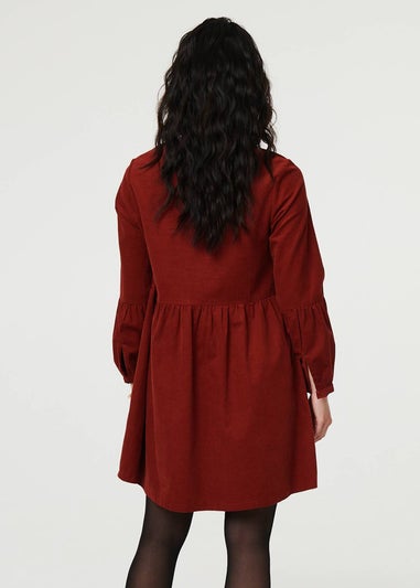 Izabel London Rust Relaxed Long Sleeve Short Smock Dress