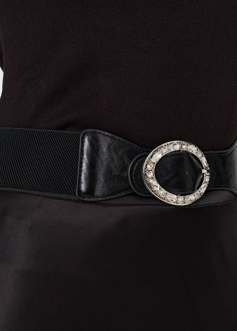 Izabel London Black Diamante Embellished Buckle Belt