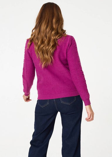 Izabel London Orchid Textured Long Sleeve Knitted Jumper